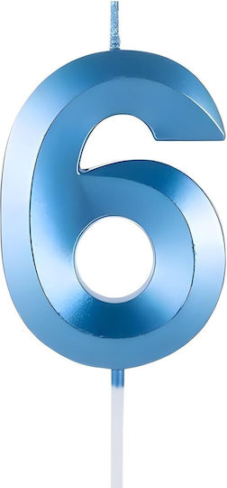 Lumânare Numărul 6 Model Diamant 5 X 3.4 Cm Albastră