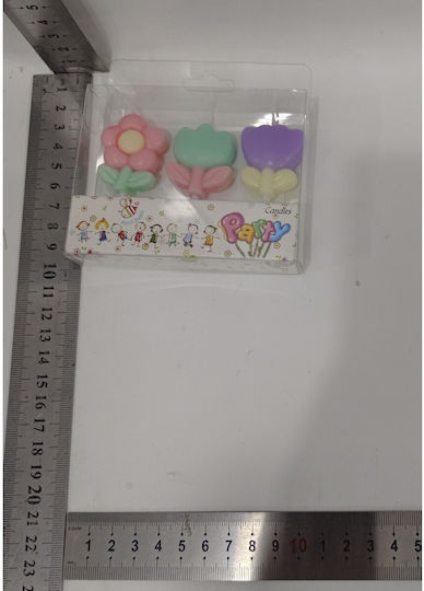 Set 3 Candles Alista Home Flower Theme Model 1 Made Paraffin Multicolor