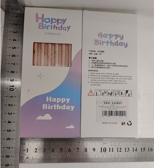 Set 6 Lumanări Lungă Alista Home Parafină 10 X 0.5 Cm La Mulți Ani Portocalii Pal