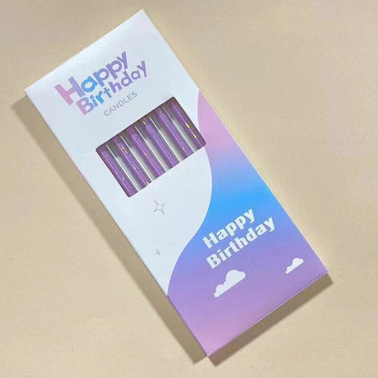 Set 6 Lumanări Lungă Alista Home Parafină 10 X 0.5 Cm Violet La Mulți Ani