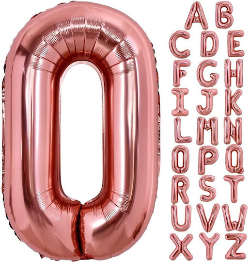 Γράμμα Ο Foil Jumbo Ροζ Χρυσό 80εκ.