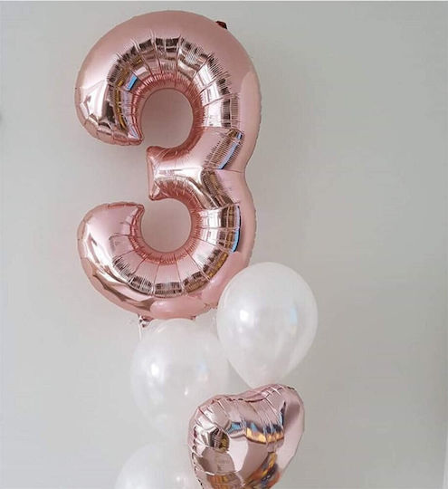 Număr 3 Folie Rose Gold 40 cm