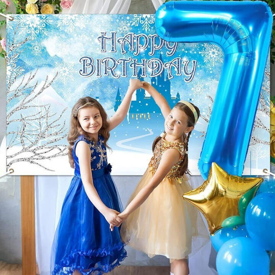 Number 7 Foil Jumbo Blue 100cm