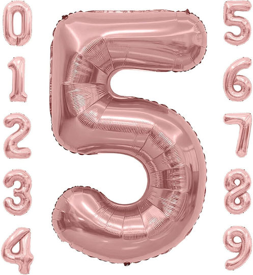 Number 5 Foil Rose Gold 40cm