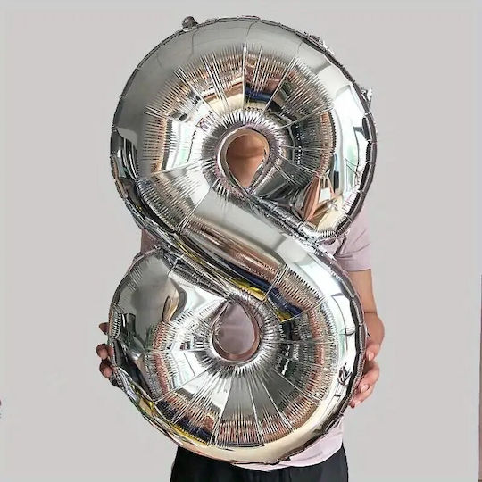 Αριθμός 8 Foil Jumbo Ασημί 81εκ.