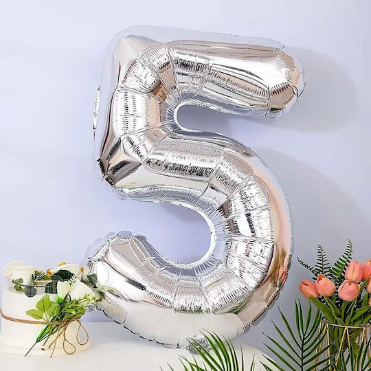 Nummer 5 Folie Jumbo Silbern 81cm