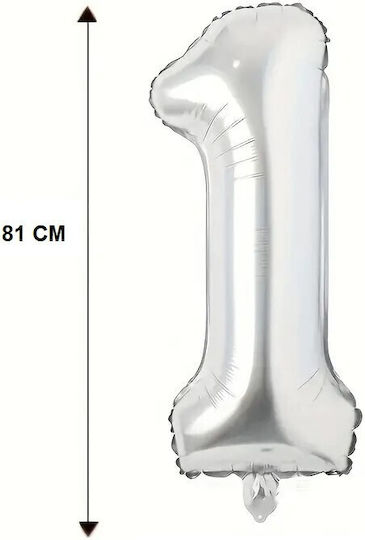 Nummer 1 Folie Jumbo Silber 81cm