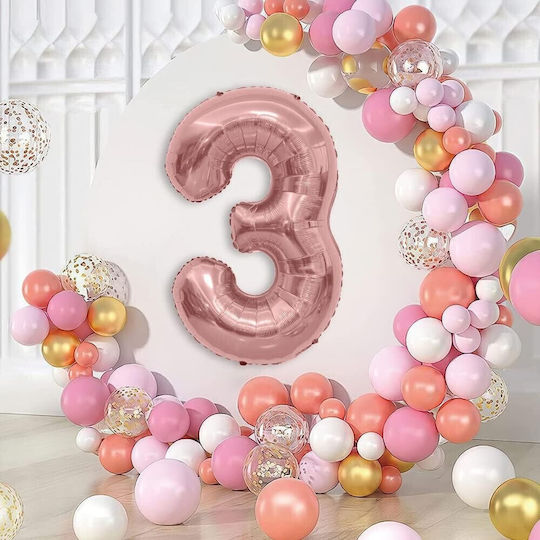 Număr 3 Folie Jumbo Rose Gold 80 cm