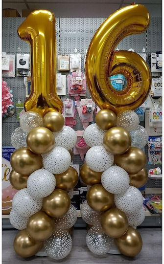 Număr 6 Folie Jumbo Auriu 80 cm
