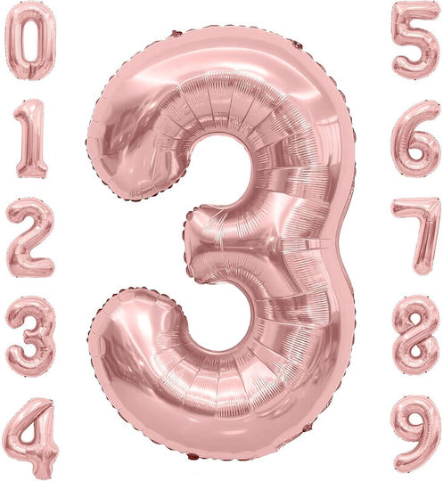 Număr 3 Folie Jumbo Rose Gold 80 cm