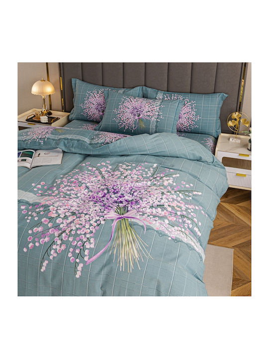 4 Seasons Collection Σετ Παπλωματοθήκη Φανελένια Υπέρδιπλη 220x240cm 2 Μαξιλαροθήκες & 1 Σεντόνι Πετρόλ
