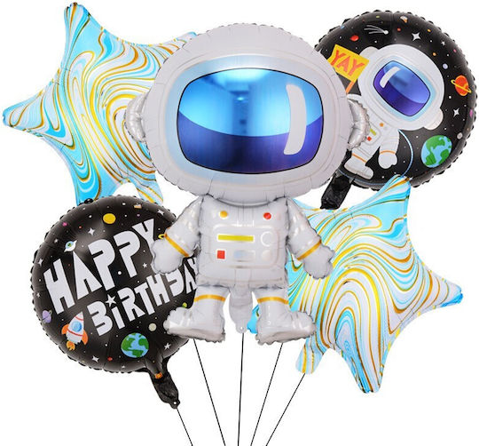 Set 5 Baloane Folie Jumbo Albastre Cu LED 78 cm
