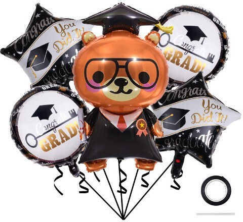 Set 5 Baloane Absolvire Folie Negre Jumbo 70 cm