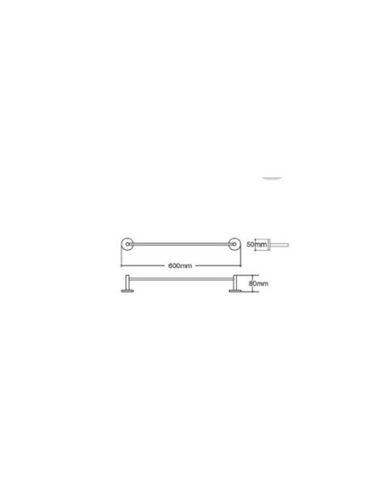 Conset Single Wall-Mounted Bathroom Rail with Screws Silver