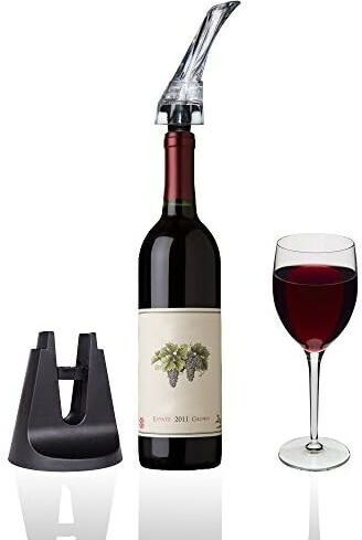 Aerator Turnător Vin 2în1 Alista Home Decantare Fără Picurare Fără Vărsare 18x10x8cm Negru