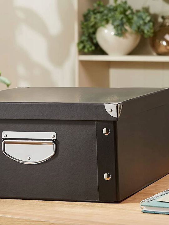 Zeller Paper Storage Box with Lid Black 40x33x17cm