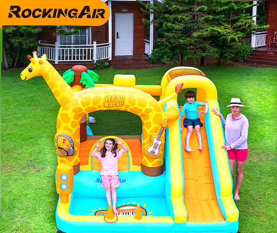 Fun Baby Inflatable Giraffe with Trampoline and Slide for Ages 3+