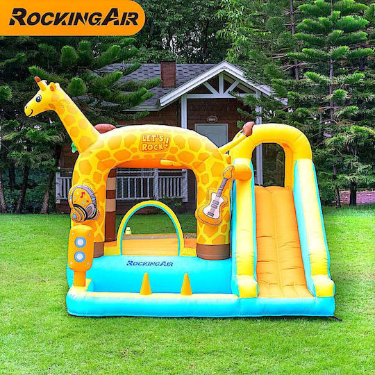 Fun Baby Inflatable Giraffe with Trampoline and Slide for Ages 3+