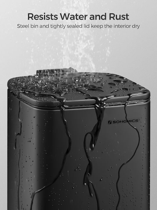 Songmics Metallic Bathroom Bin Soft Close 6L Black