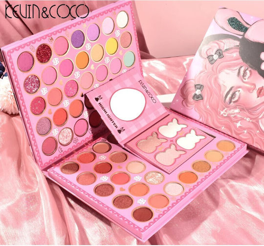 Kevinandcoco Set Fard de Pleoape 2 În 1 62 Nuanțe Paletă Mini Tip Carte Paletă Iluminator Rezistență Îndelungată 22 X 17 Cm 430 G Multicolor