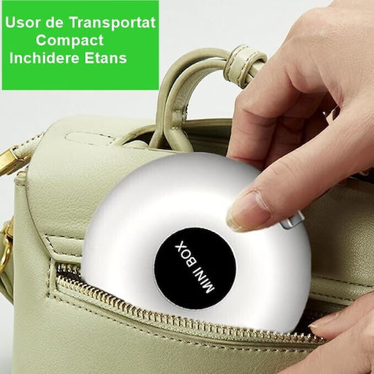 Cutie Pentru Depozitarea Medicamentelor Alista Home 6 Compartimente Închidere Etanșă Portabilă Rotundă Albă Neagră Pp 8.4x2.9x8.5 Cm