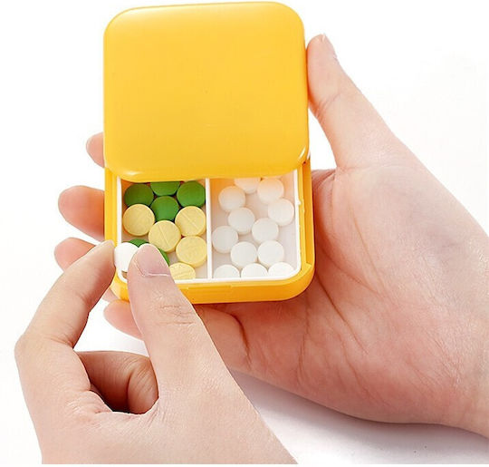 Medicine Storage Box 2 Compartments Sliding Yellow Square Alista Home Airtight Closure