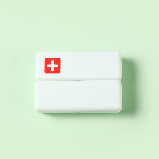 Medicine Storage Box 7 Individually Sealed Compartments Foldable Portable Alista Home White Red