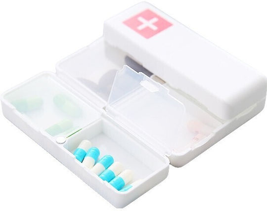 Medicine Storage Box 7 Individually Sealed Compartments Foldable Portable Alista Home White Red