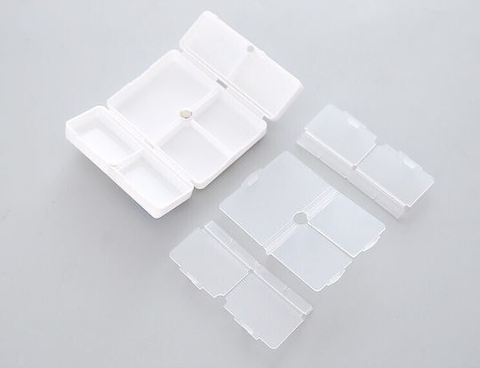 Medicine Storage Box 7 Individually Sealed Compartments Foldable Portable Alista Home White Blue