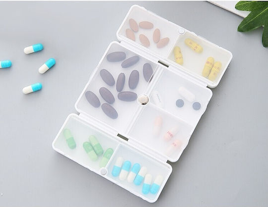 Medicine Storage Box 7 Individually Sealed Compartments Foldable Portable Alista Home White Blue