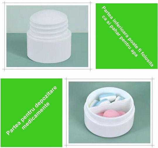 Cutie Multifuncțională Pentru Pastile Alista Home 4 În 1 Pahar Pentru Apă Tăiere Zdrobire Depozitare Compactă ABS Lamă Din Oțel Inoxidabil Albă 8.7x6.2x4.1 Cm