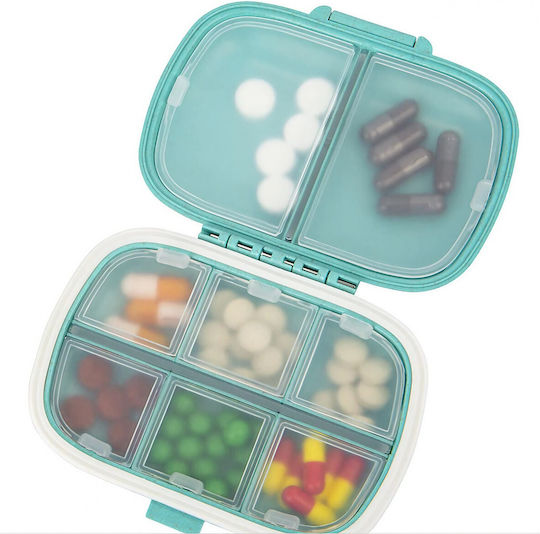 Organizator Pastile Plastic 8 Compartimente 0,1 L Albastru Alista Home 11 X 7 Cm