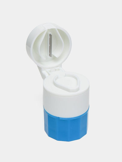 Cutie Multifuncțională Pentru Pastile Alista Home 4 În 1 Pahar Pentru Apă Tăiere Zdrobire Depozitare Compactă ABS Lamă Din Oțel Inoxidabil Alb Albastru 8.7x6.2x4.1 Cm