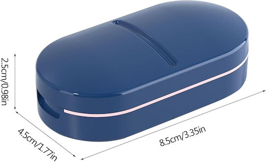 Organizator Medicamente Alista Home Dispozitiv Tăiere Zdrobire Pastile Ideal Călătorii Portabil Perie Curățare Compartiment Depozitare 8.5x4.5x2.5 Cm Albastru