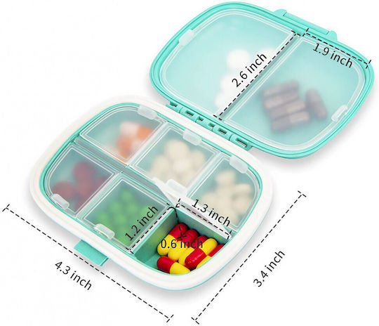 Organizator Pastile Plastic 8 Compartimente 0,1 L Albastru Alista Home 11 X 7 Cm