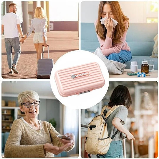 Cutie de Medicamente Alista Home Roz cu 7 Compartimente Portabilă Compactă 11x7.2x3.5 Cm Ideală pentru Utilizare Zilnică