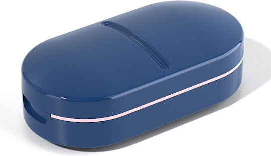 Organizator Medicamente Alista Home Dispozitiv Tăiere Zdrobire Pastile Ideal Călătorii Portabil Perie Curățare Compartiment Depozitare 8.5x4.5x2.5 Cm Albastru