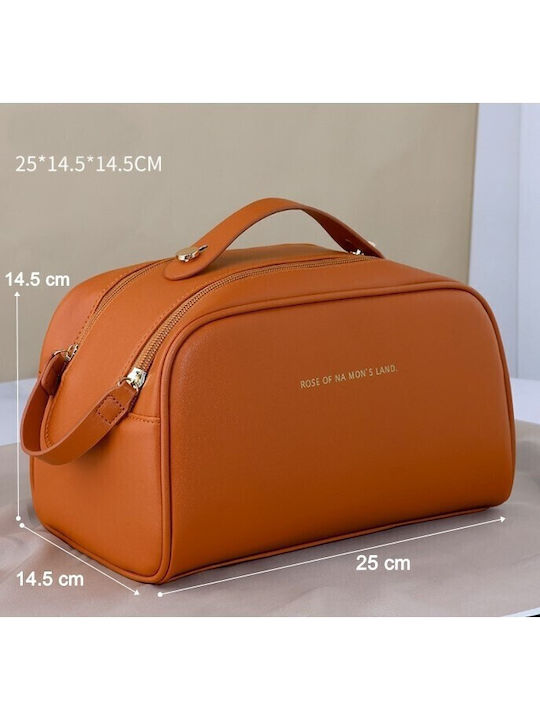 Alista Home Women's Cosmetic Bag Polyurethane Material 25 X 14.5 X 14.5 Cm Waterproof Brown