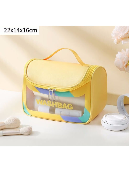 Geantă Cosmetică De Călătorie Alista Home Impermeabilă Mată Translucidă 22 X 16 X 14 Cm Galbenă