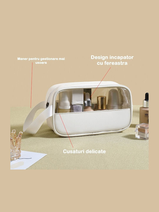 Geantă Cosmetică Alista Home Pentru Călătorie Organizare Material Textil Pvc Impermeabil Portabil 22 X 12 X 8 Cm Albă