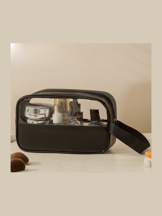Neseser Cosmetic Organizare De Călătorie Material Pvc-Textil Impermeabil Portabil 22 X 12 X 8 Cm Negru