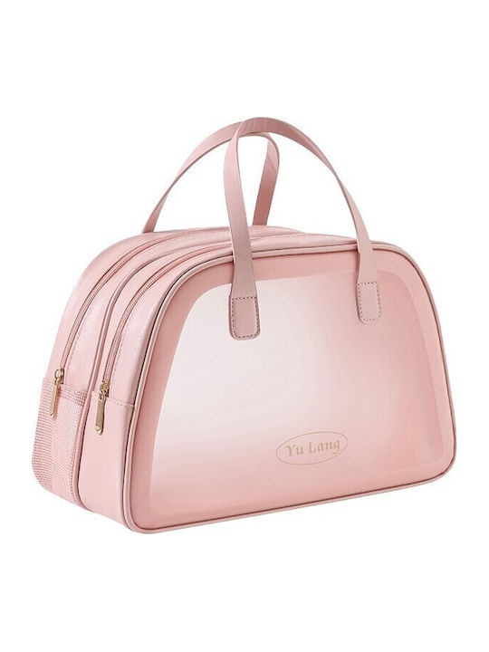 Geantă Cosmetică De Călătorie Alista Home Compartiment Dublu Mată Impermeabilă Translucidă 35 X 22 X 15 Cm Roz