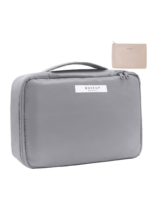 Geantă De Călătorie Alista Home Neseser Cosmetice Articole De Toaletă Material Impermeabil 2 În 1 Buzunar Interior Detasabil 23 X 16 X 8 Cm Gri