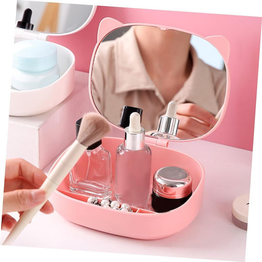 Cutie Organizator Oglindă Alista Home 4 Compartimente Accesorii Cosmetice Realizată Din ABS 17x13x6 Cm Roz