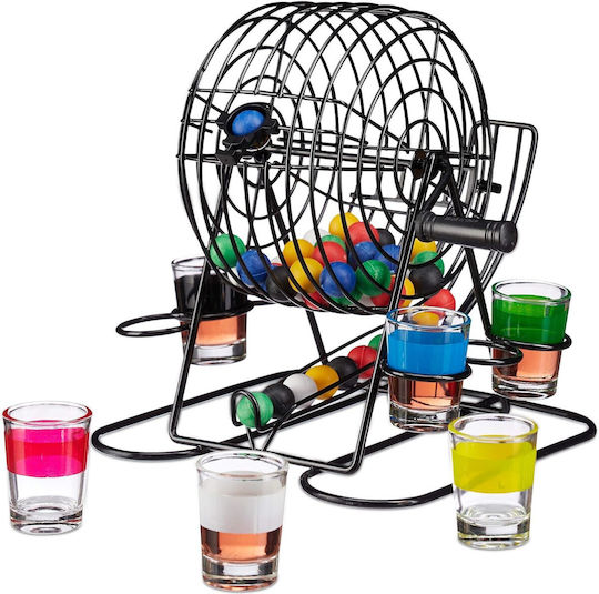 Alista Home Mini Joc De Loterie Bingo Pahare De Shot Din Sticlă 20 X 20 X 19 Cm 48 Bile Negre