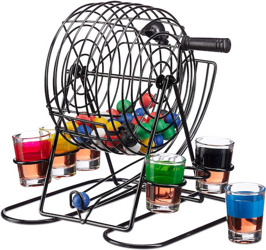 Alista Home Mini Joc De Loterie Bingo Pahare De Shot Din Sticlă 20 X 20 X 19 Cm 48 Bile Negre