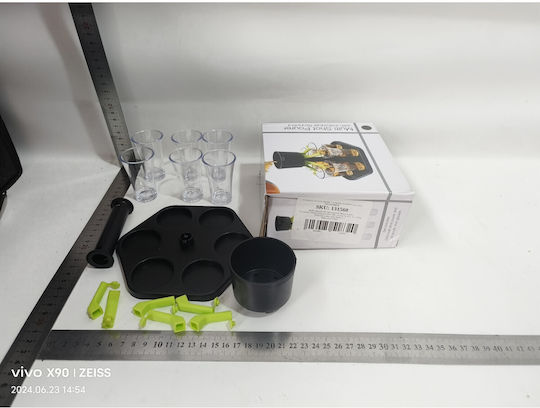 Suport Dispenser Hexagonal Pentru Shot Alista Home Set Complet 6 Pahare Cutie De Ambalaj Separator Dispenser Joc De Băutură Negru