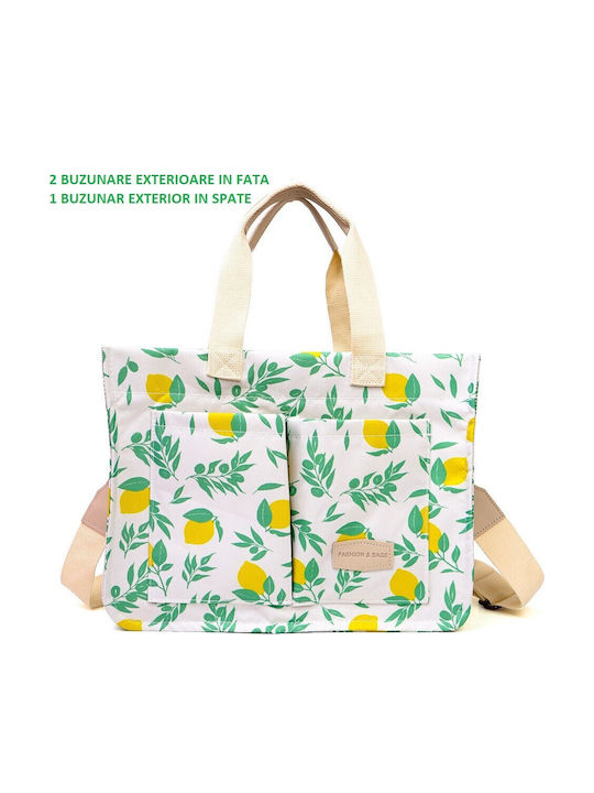 Handbag Shoulder Bag Multifunctional Alista Home Snap Closure Lemon Print Textile Material 33.5 X 25 X 14.5 Cm White Yellow Handbag Shoulder Bag Multifunctional Alista Home Snap Closure Lemon Print Textile Material 33.5 X 25 X 14.5 Cm White Yellow
