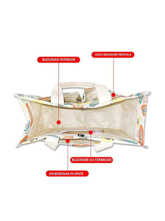 Geantă De Umăr Multifuncțională Alista Home Închidere Cu Capse Imprimeu Lămâie Material Textil 33,5 X 25 X 14,5 Cm Alb Galben
