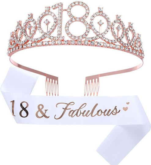 Set 2 Bucăți 18 Ani Alista Home 15 X 13 X 5 Cm Coroană De Prințesă Roz Panglică Albă 18andfabulous